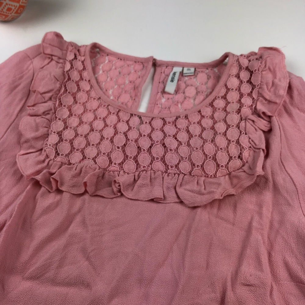 KENSIE Pink Lace Ruffled Dressy Blouse NWT - Picture 3 of 8